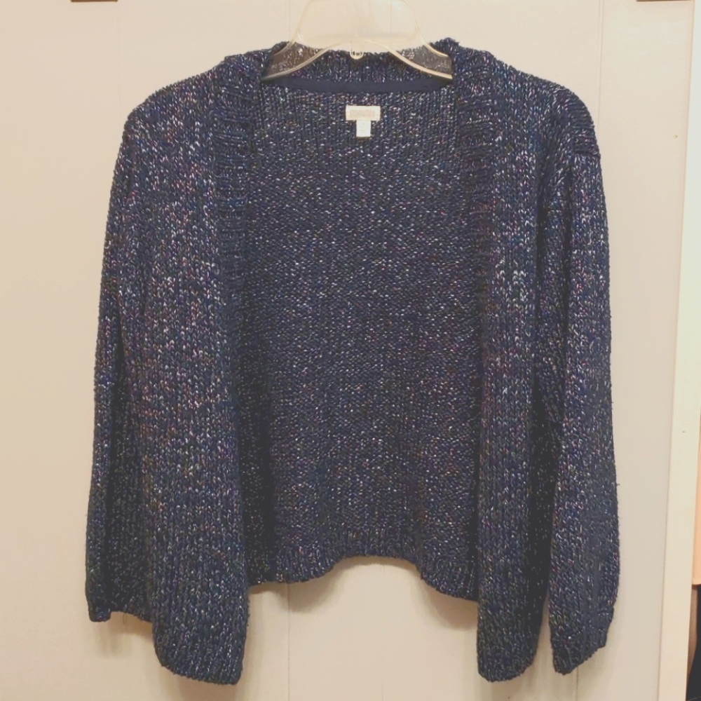 Gymboree girls cardigan, 10-12, blue, shiny thread